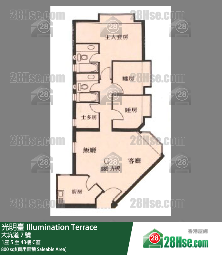 光明台 1座10楼 C室 平面图
