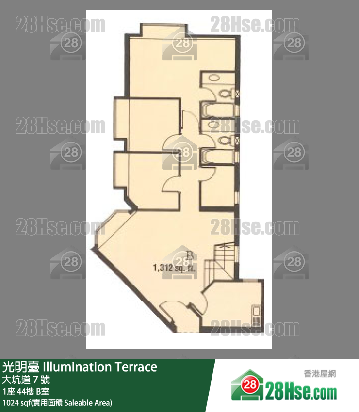 光明台 1座44楼 B室 平面图