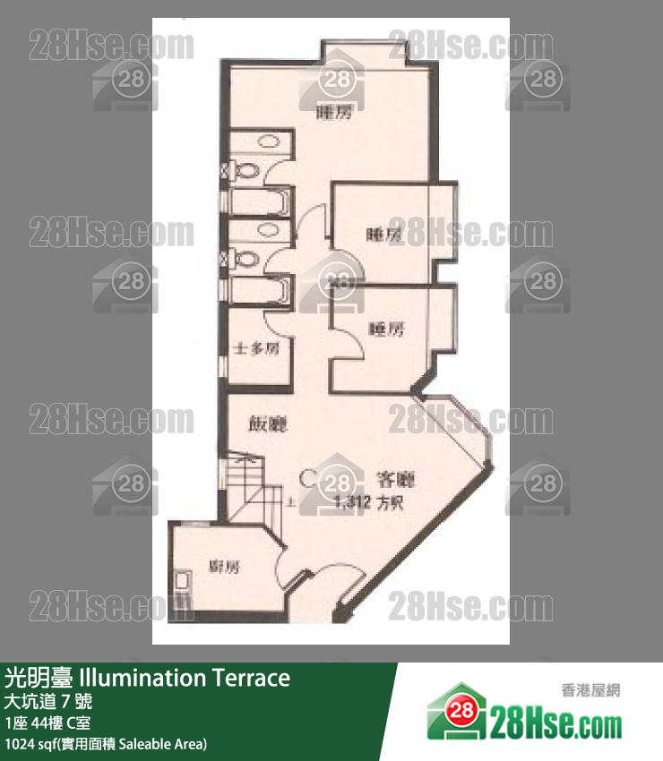 光明台 1座44楼 C室 平面图