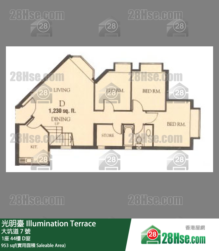 光明台 1座44楼 D室 平面图