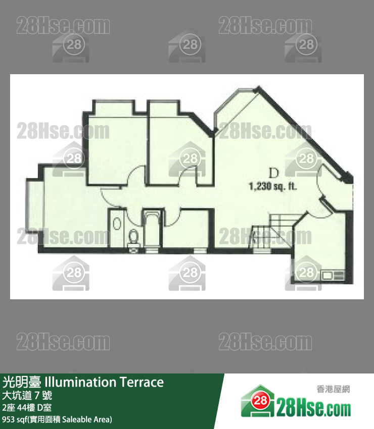 光明台 2座44楼 D室 平面图