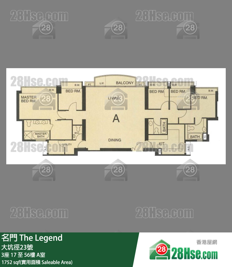 名門 3座28樓 A室 平面圖