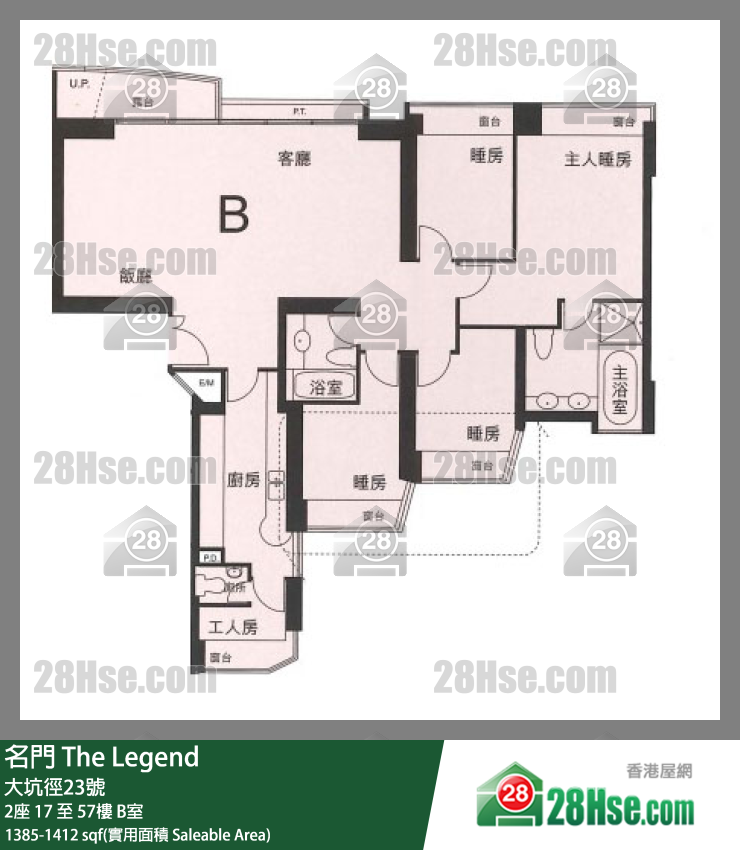 名門 2座 32樓 B室 平面圖