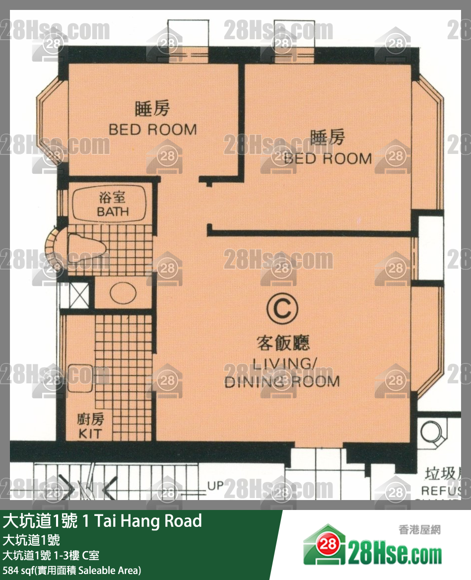 1 Tai Hang Road,  Flat C, 3/f, 1 Tai Hang Road FloorPlan