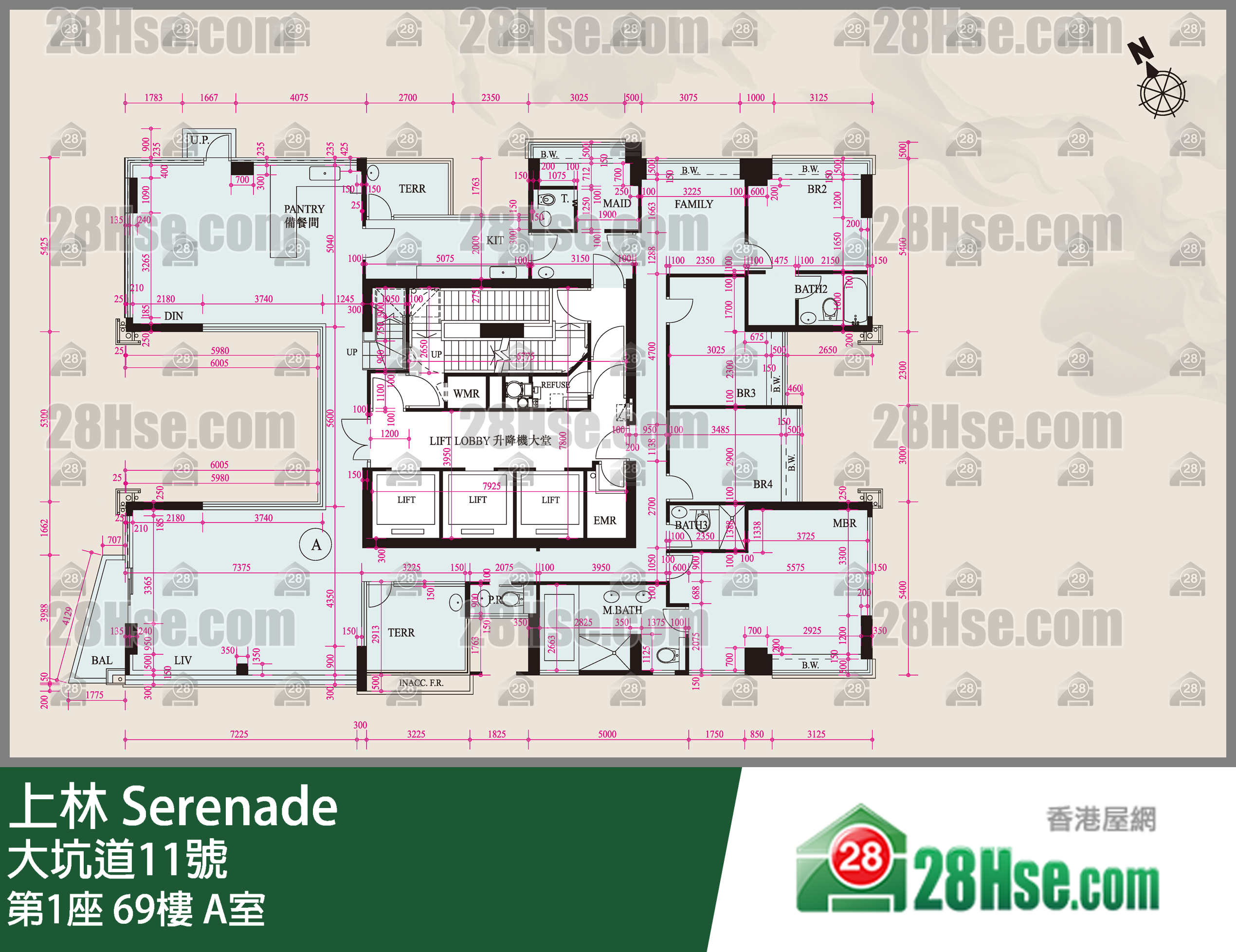 上林 第1座 69樓 A室 平面圖