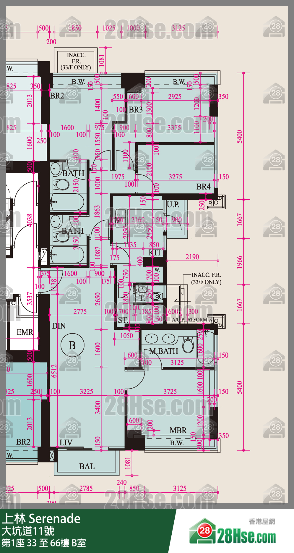 上林 第1座 36楼 B室 平面图