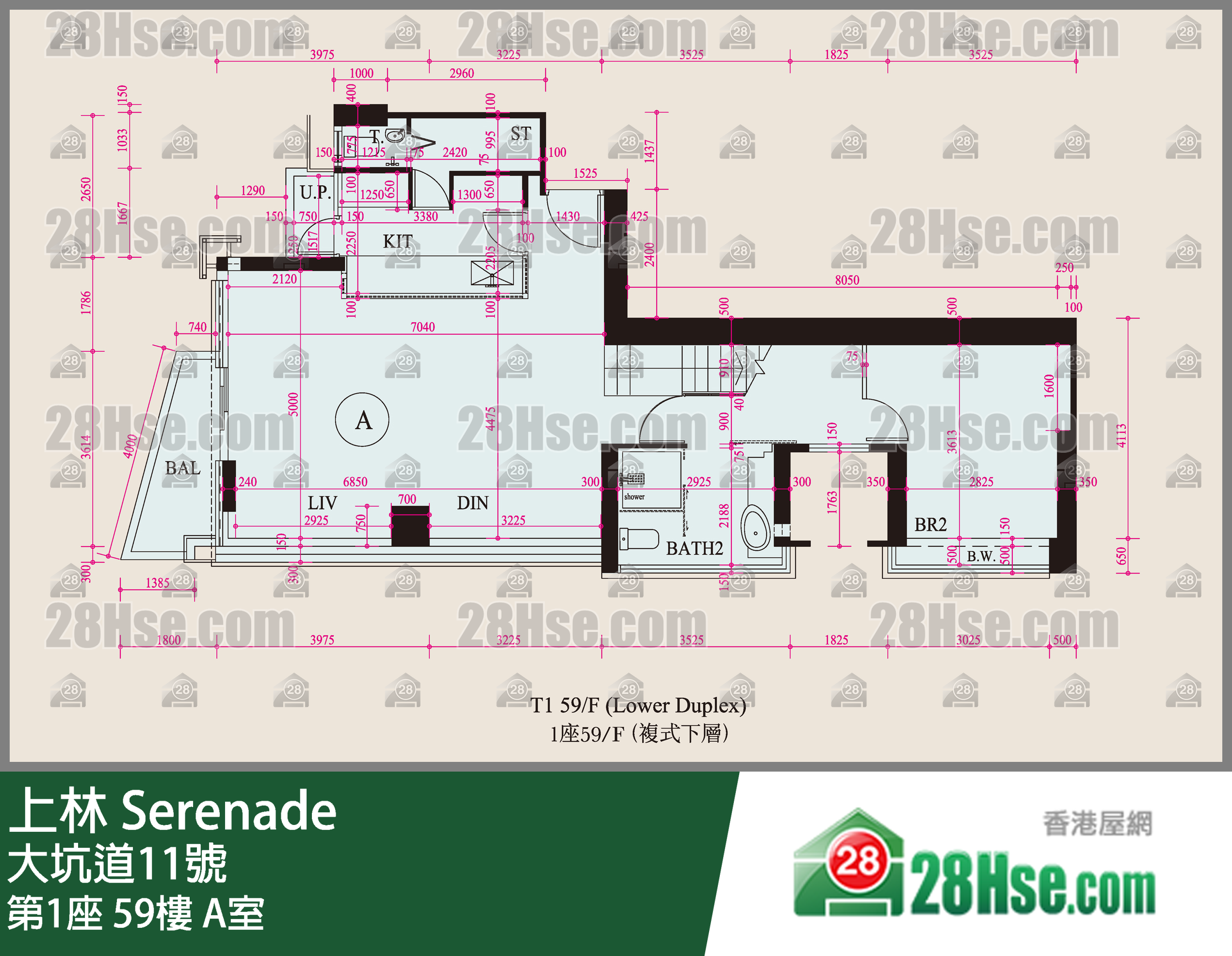 上林 可供发售部份 第1座 59楼 A室 平面图