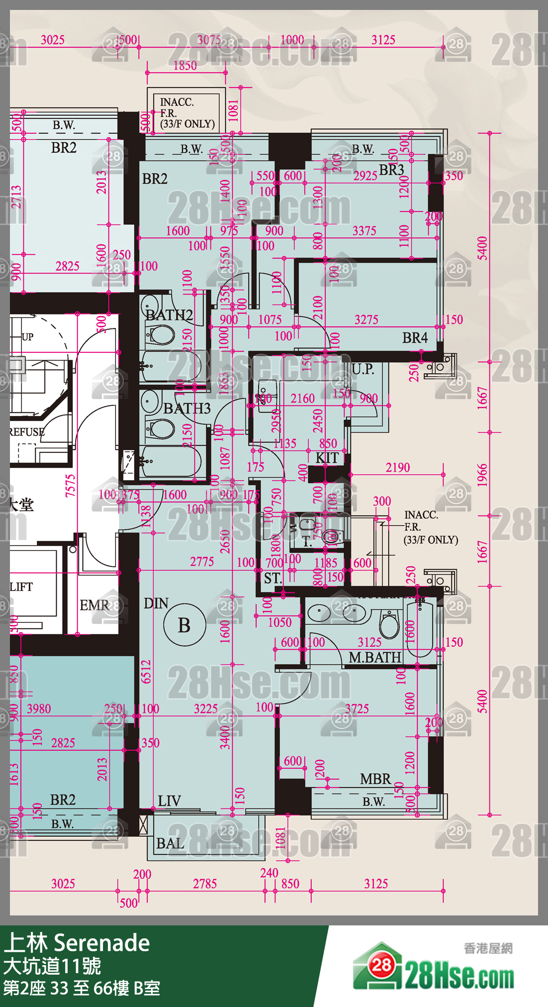 上林 第2座 36樓 B室 平面圖