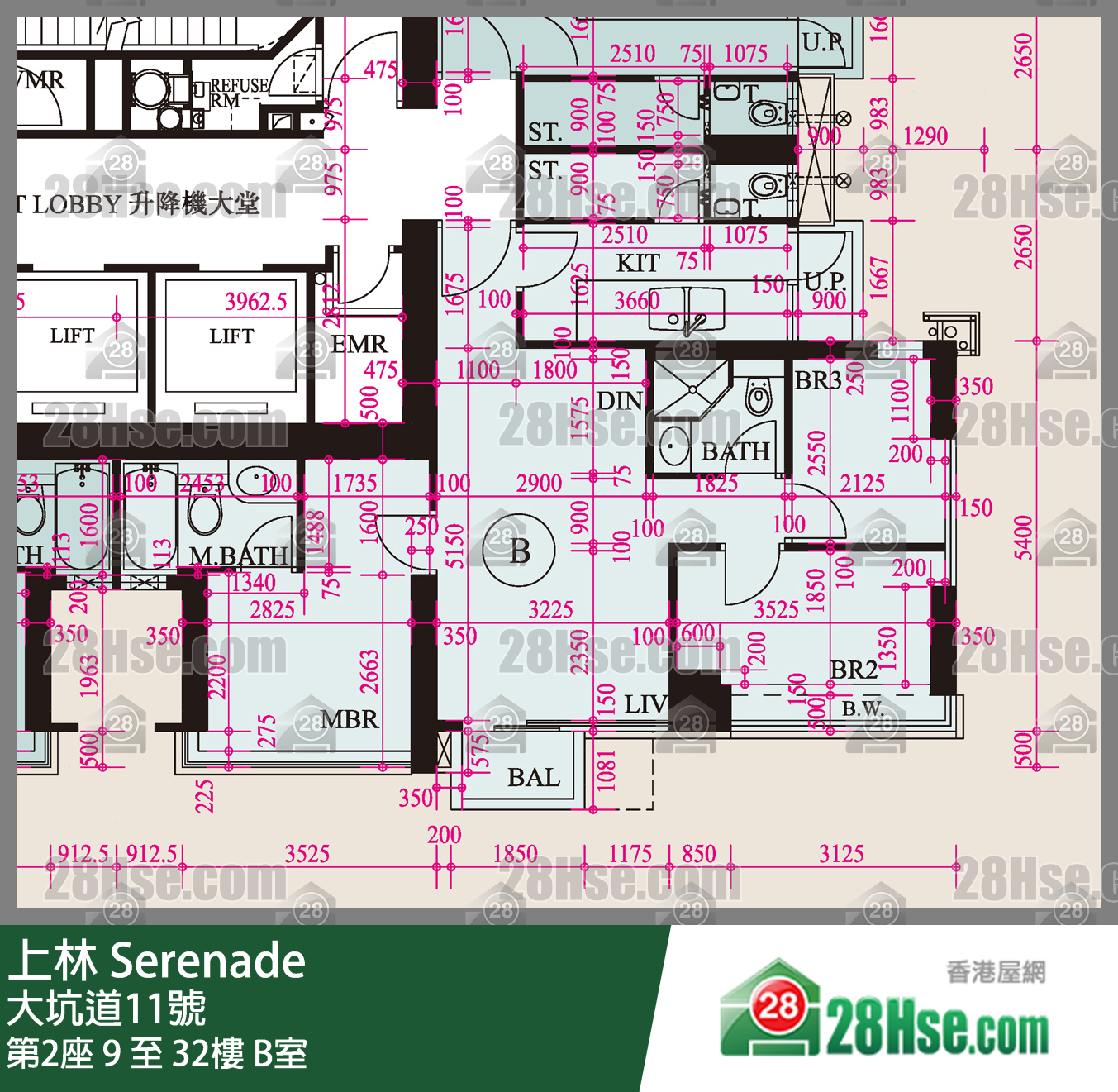 上林 第2座 25楼 B室 平面图