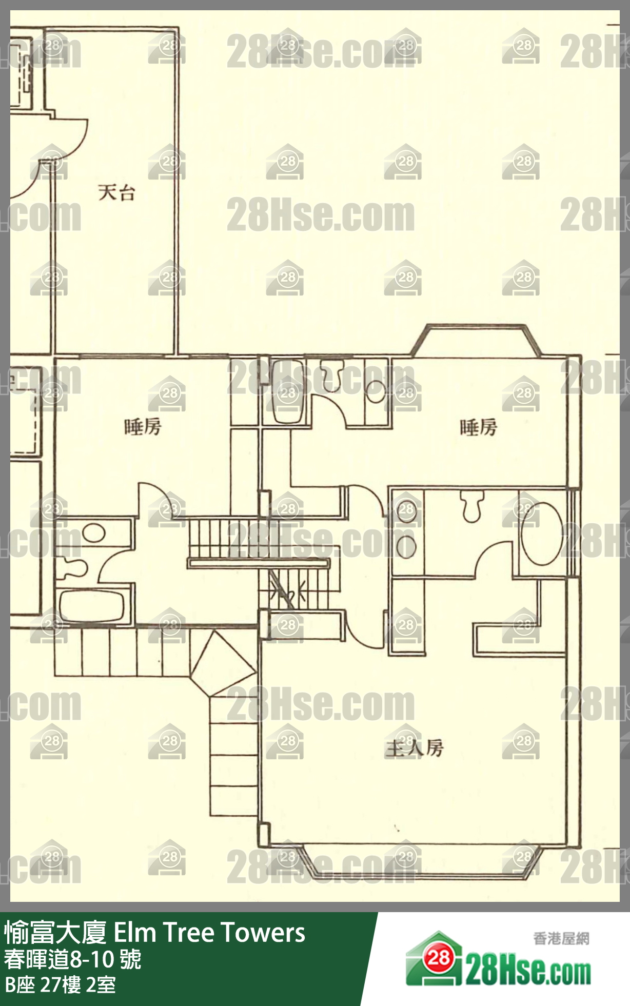 愉富大廈 B座27樓 2室 平面圖