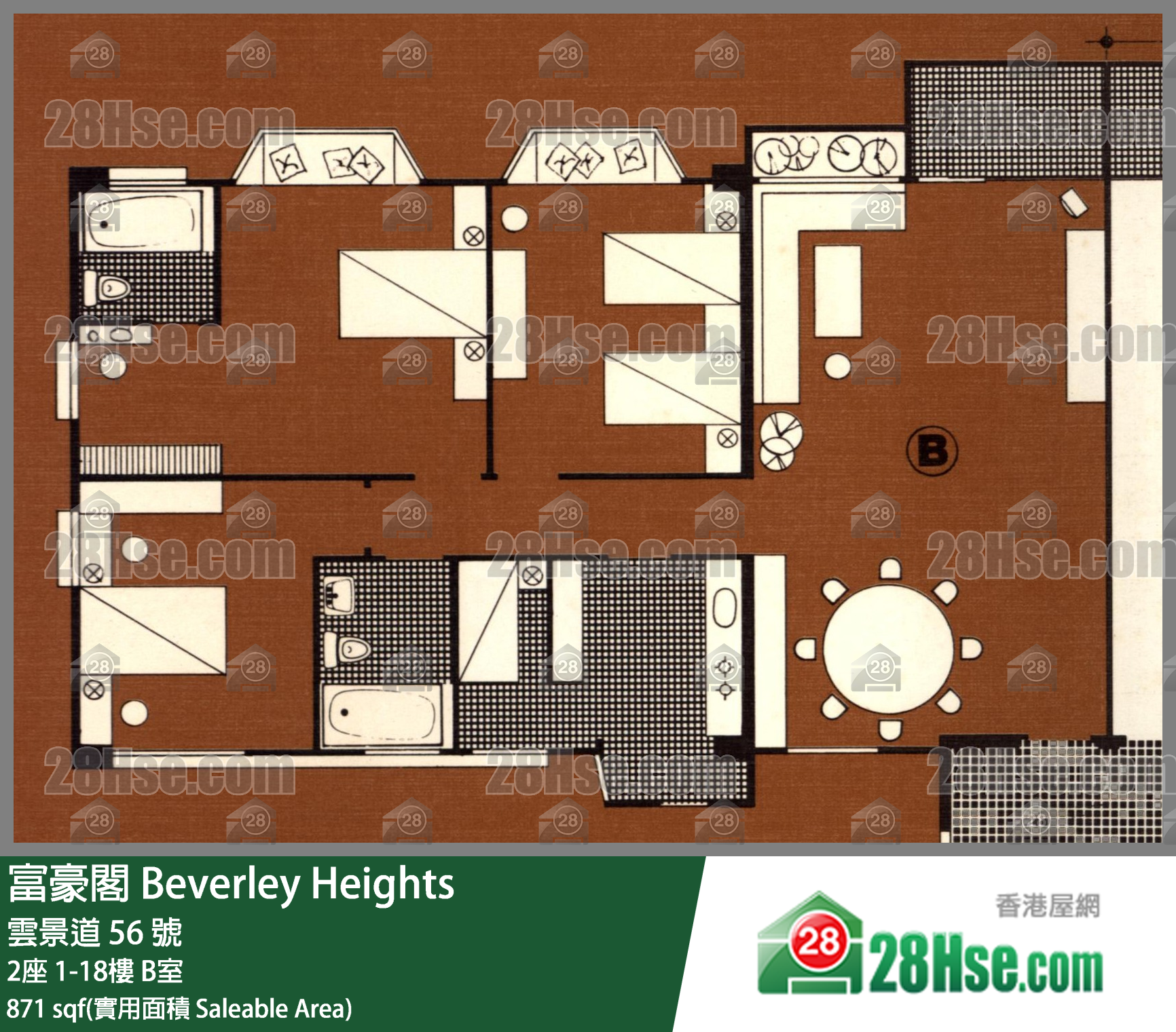 富豪閣 2座14樓 B室 平面圖
