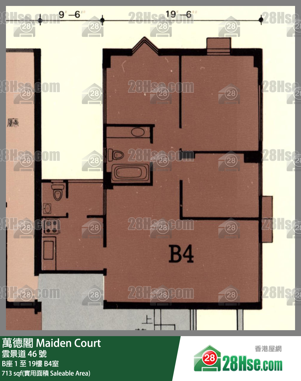 万德阁 B座19楼 B4室 平面图