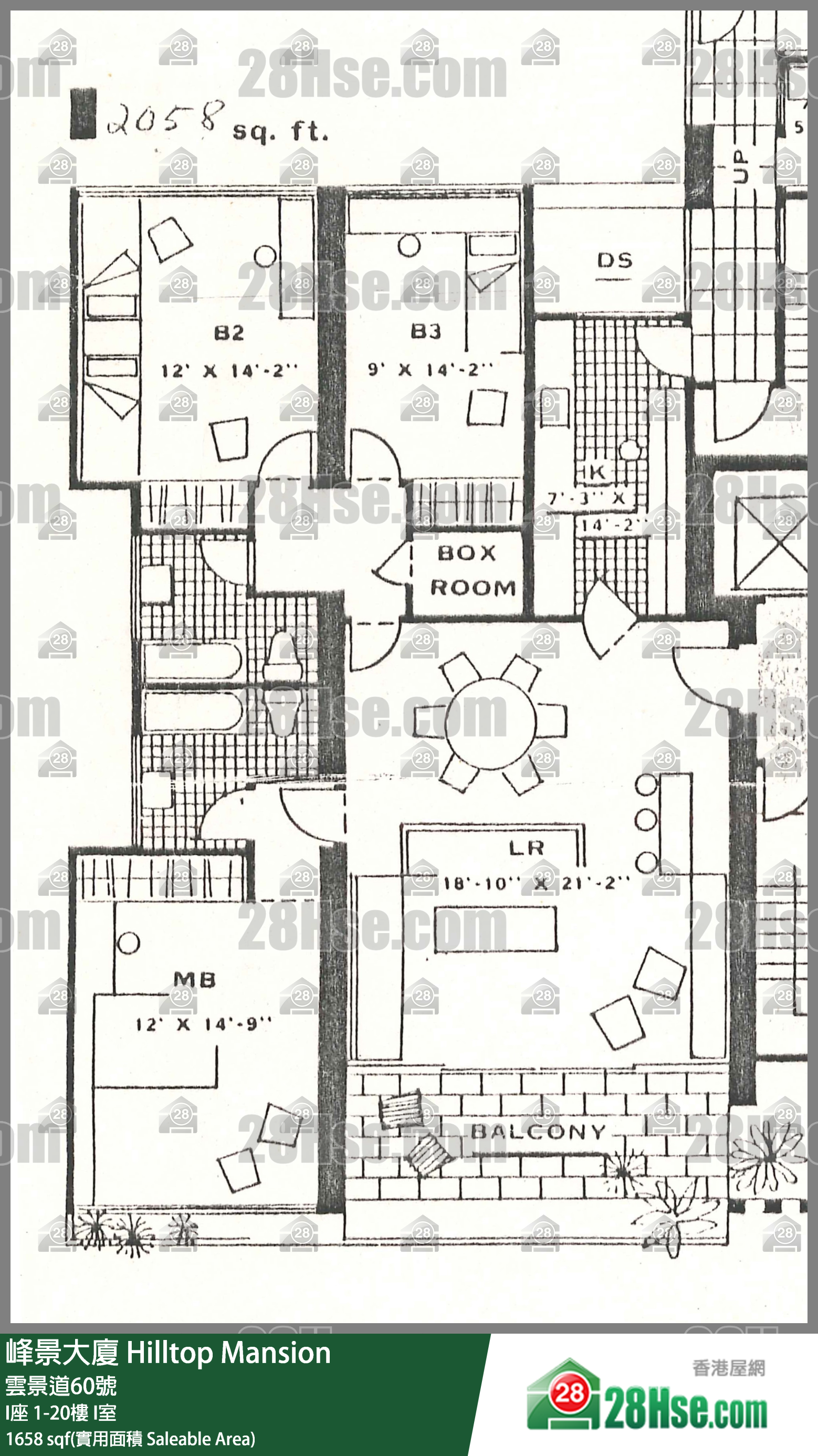 峰景大厦 单位平面图(由 28Hse 提供)
