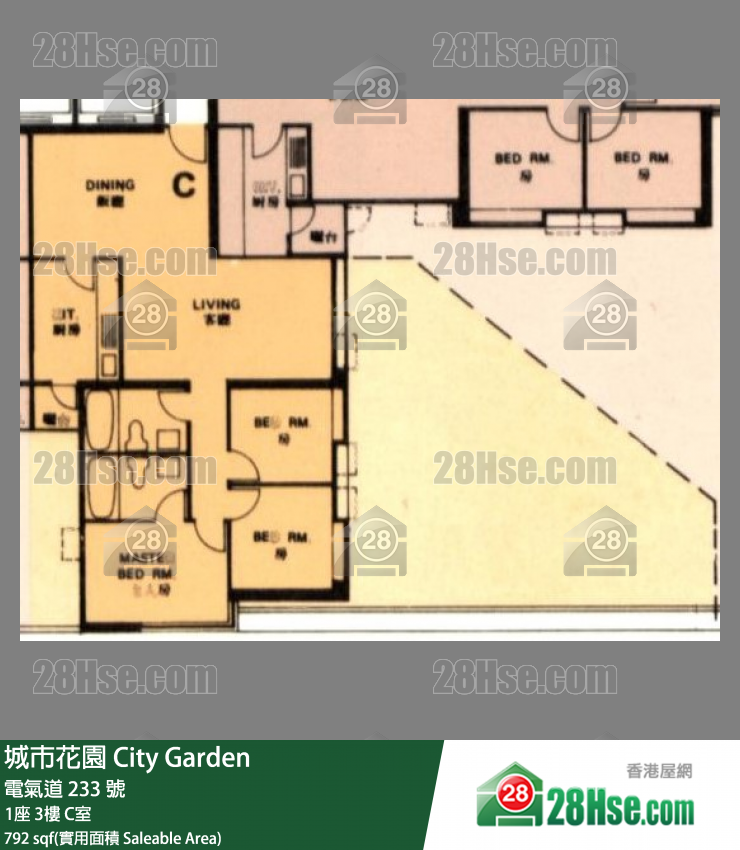 城市花園 1座3樓 C室 平面圖
