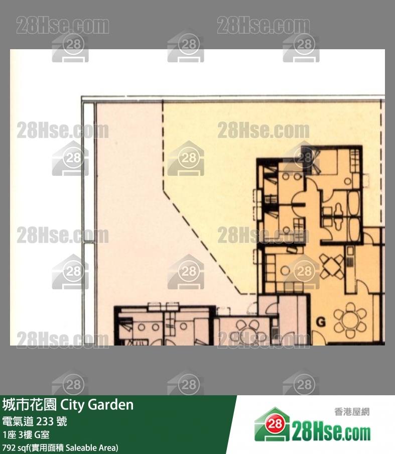 城市花園 1座3樓 G室 平面圖