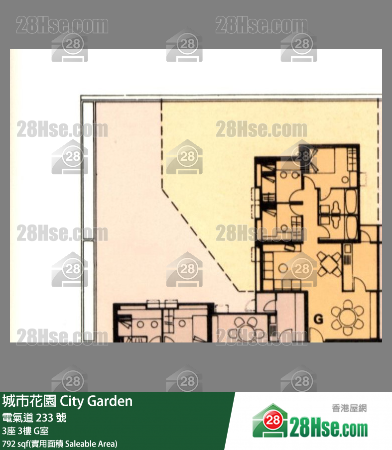 城市花園 3座3樓 G室 平面圖