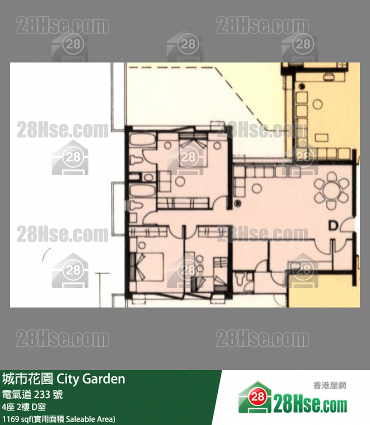 城市花園 4座2樓 D室 平面圖