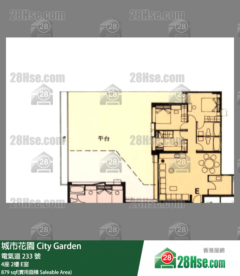 城市花園 4座 2樓 E室 平面圖