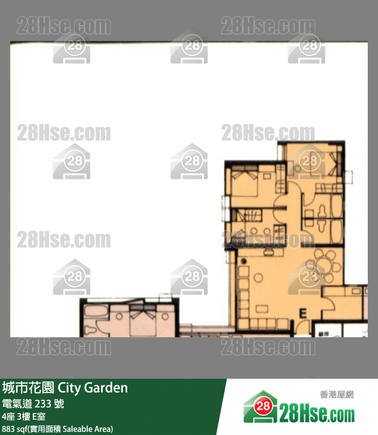 城市花園 4座3樓 E室 平面圖
