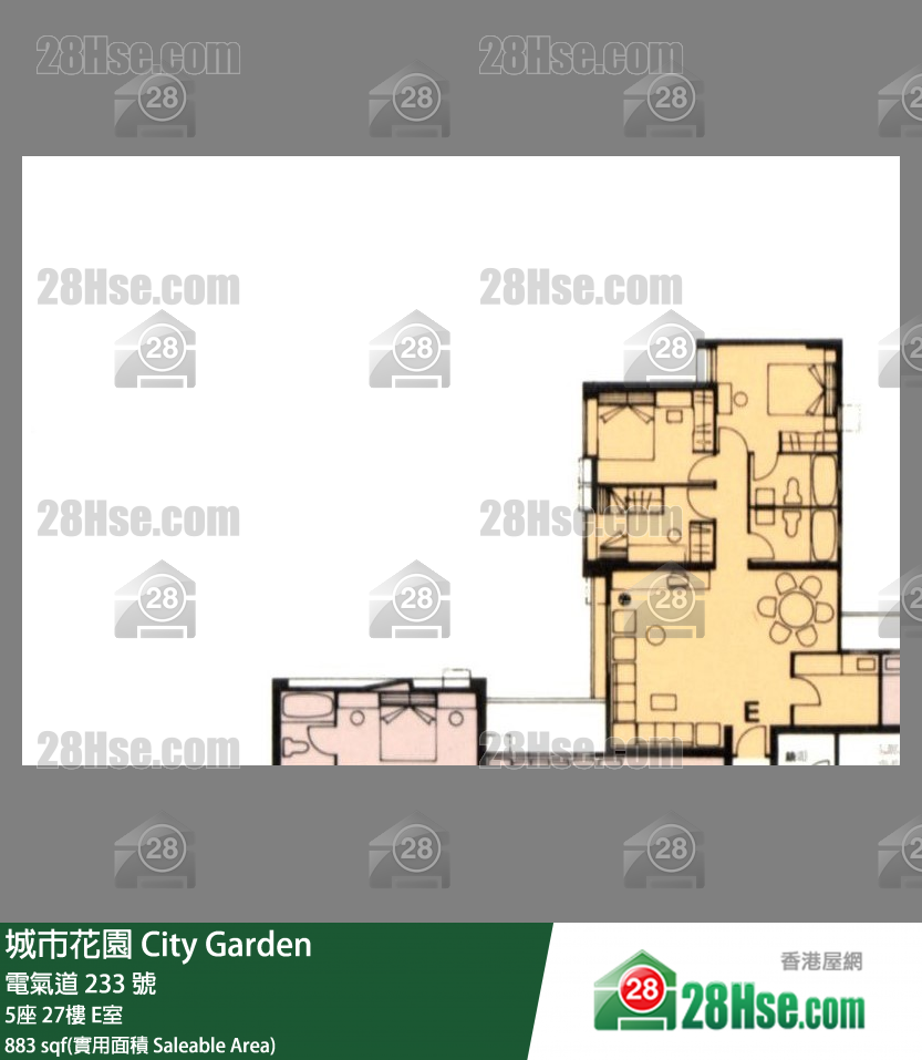 城市花園 5座 27樓 E室 平面圖