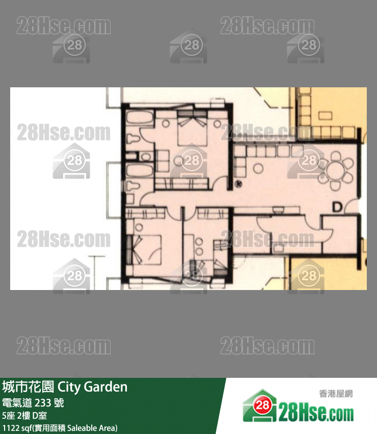 城市花園 5座2樓 D室 平面圖