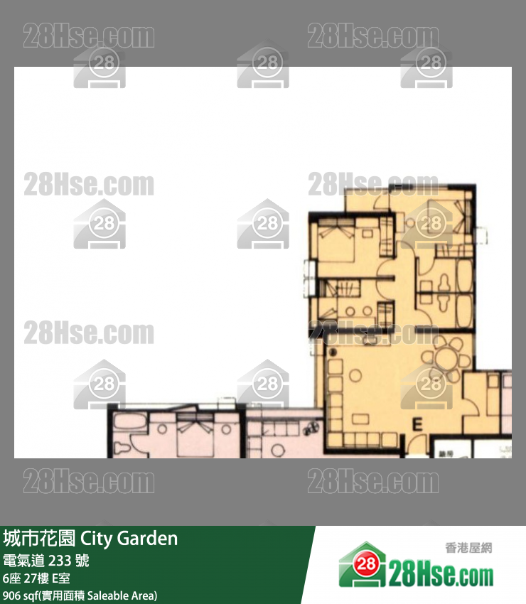 城市花園 6座27樓 E室 平面圖