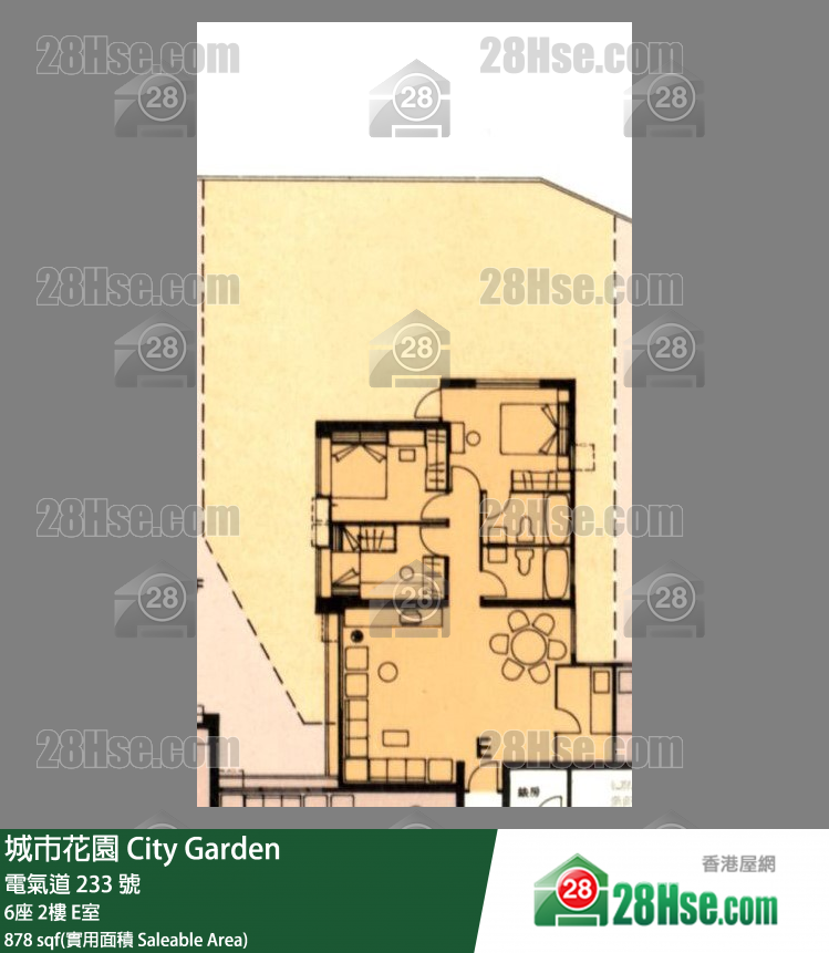 城市花園 6座2樓 E室 平面圖