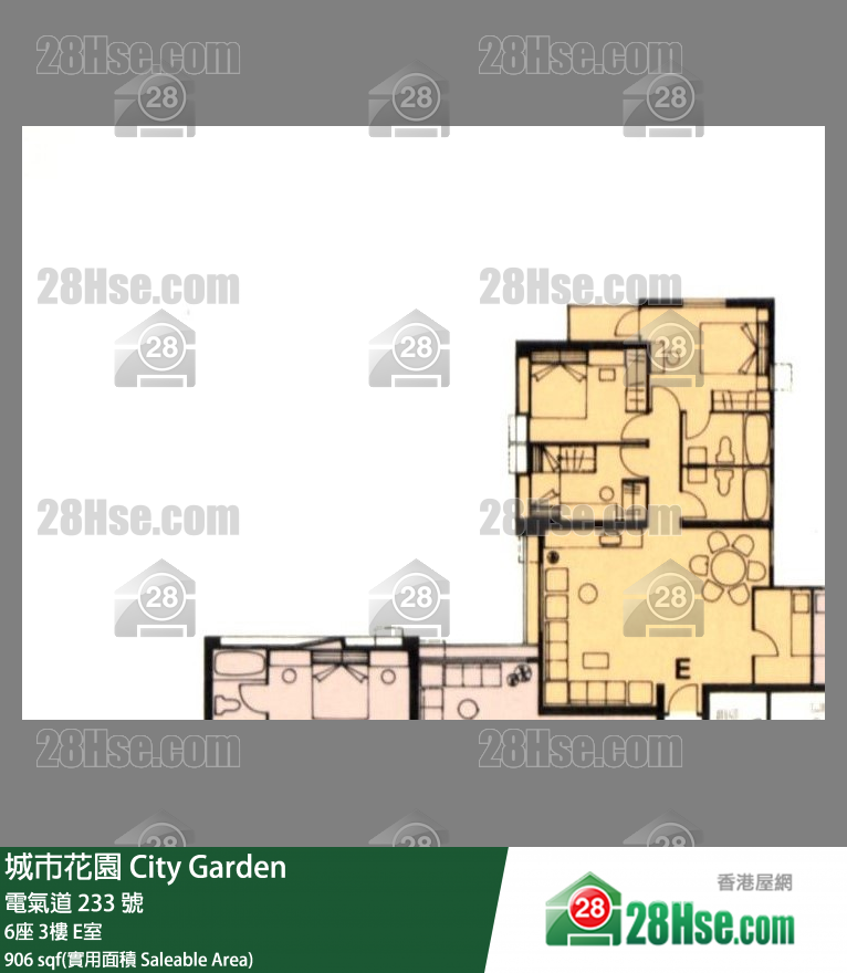 城市花園 6座3樓 E室 平面圖