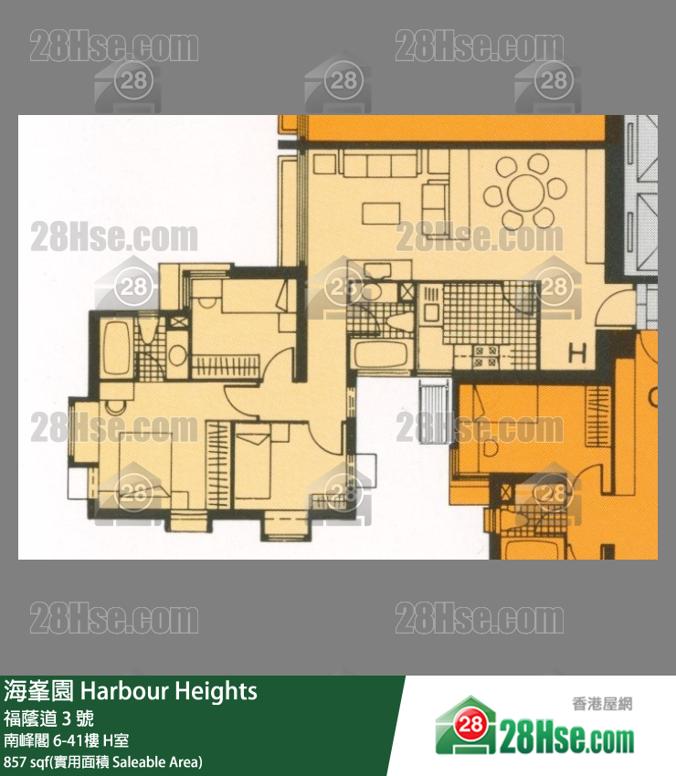 海峯園 南峰閣6樓 H室 平面圖