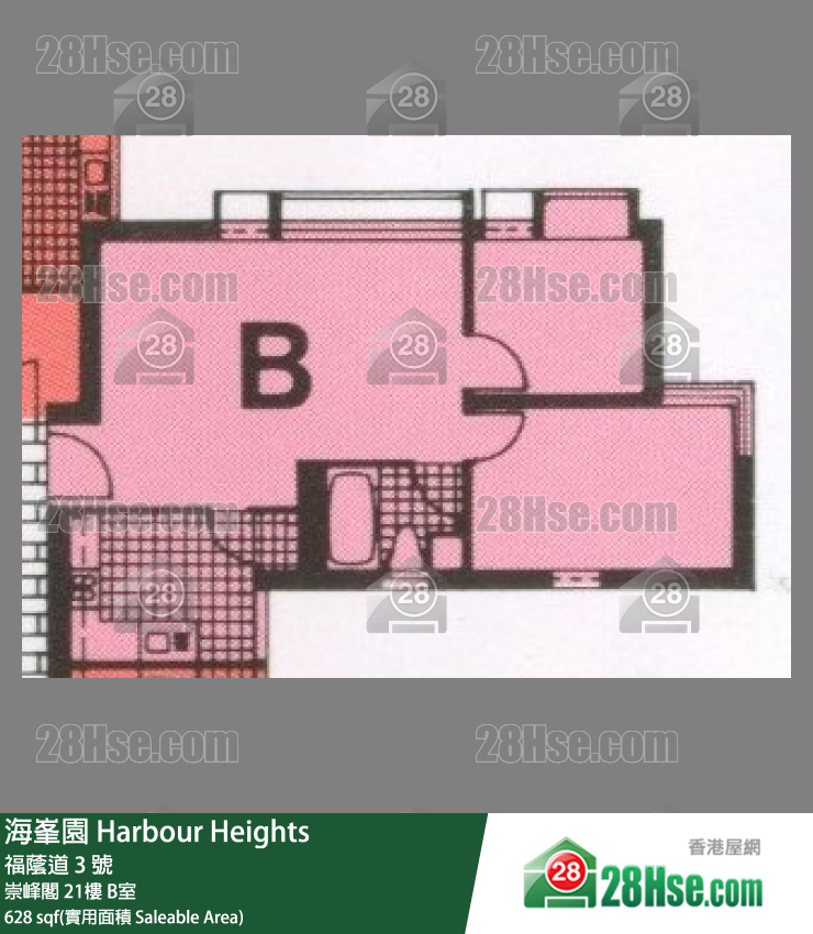 海峯園 崇峰閣21樓 B室 平面圖