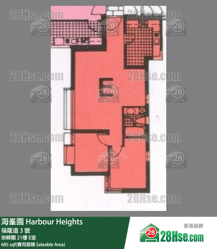 海峯園 崇峰閣21樓 E室 平面圖