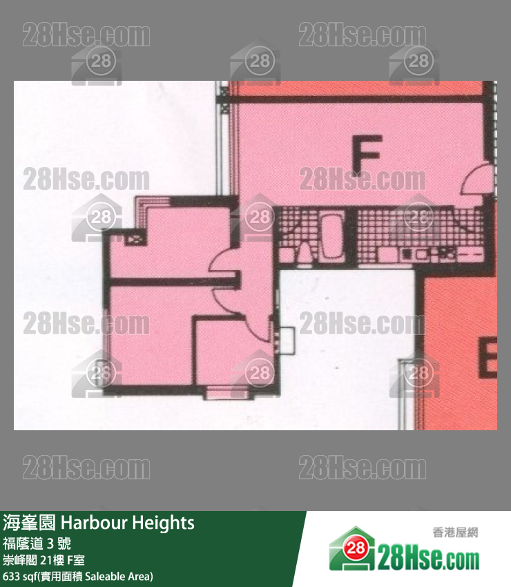 海峯園 崇峰閣21樓 F室 平面圖