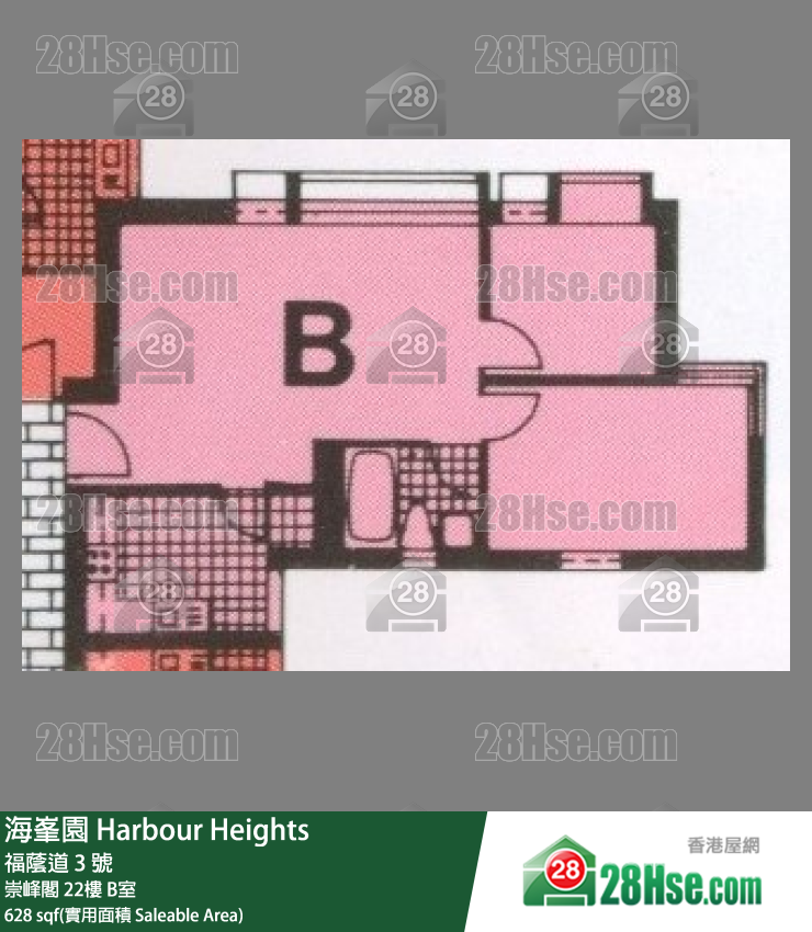 海峯園 崇峰閣22樓 B室 平面圖