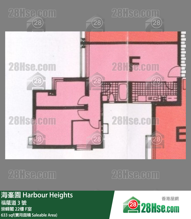 海峯園 崇峰閣22樓 F室 平面圖