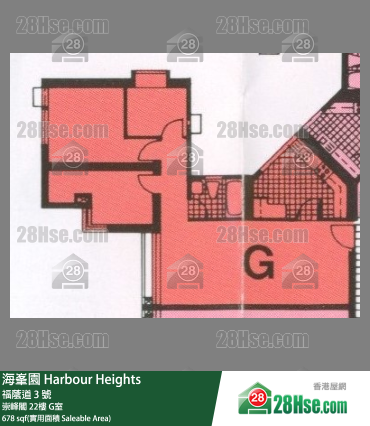 海峯園 崇峰閣 22樓 G室 平面圖