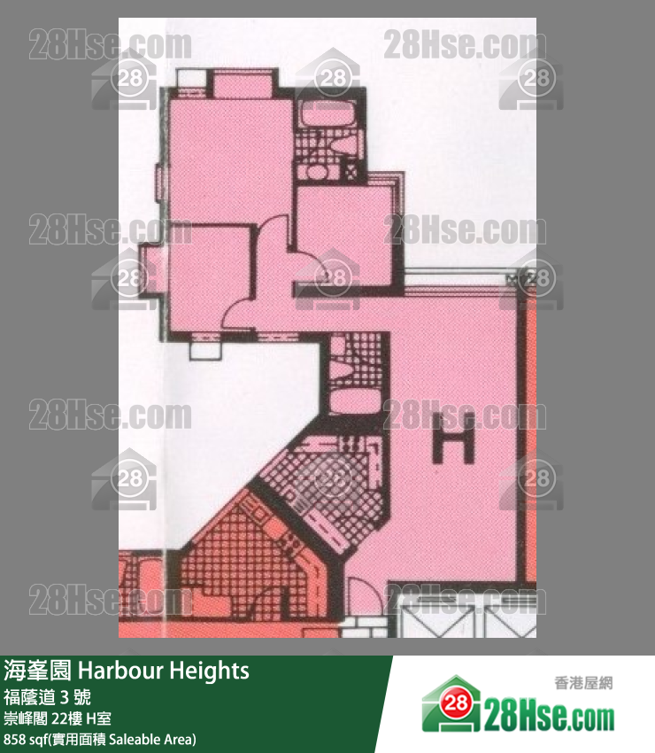 海峯園 崇峰閣22樓 H室 平面圖