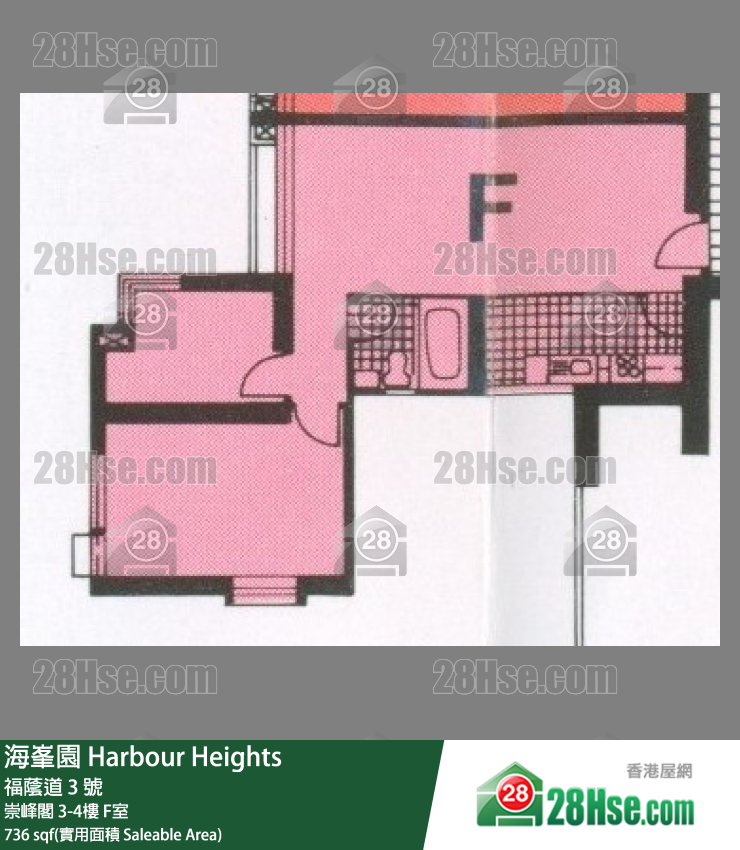 海峯園 崇峰閣 4樓 F室 平面圖