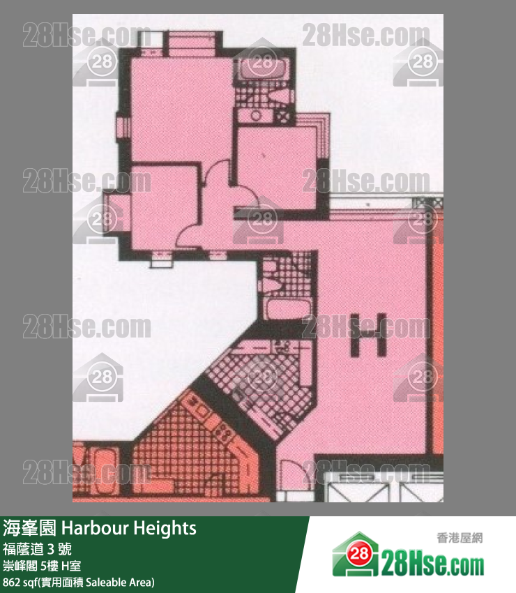 海峯園 崇峰閣 5樓 H室 平面圖