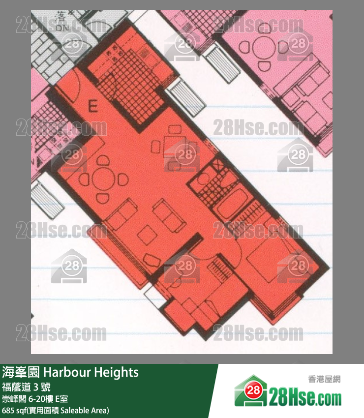 海峯園 崇峰閣13樓 E室 平面圖