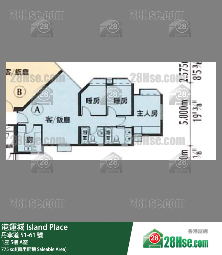 港運城 1座 5樓 A室 平面圖