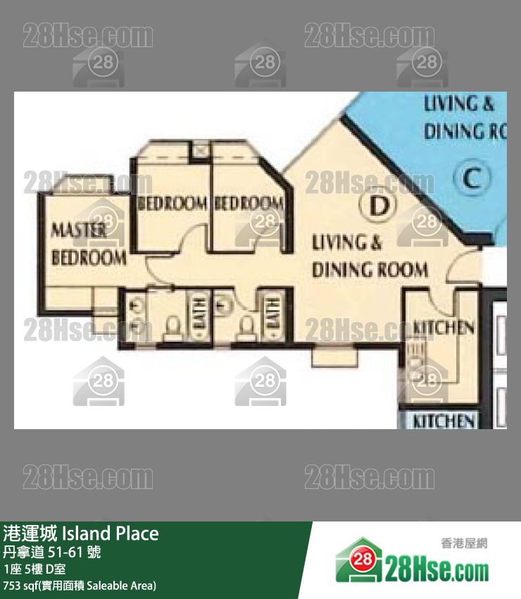 港運城 1座5樓 D室 平面圖