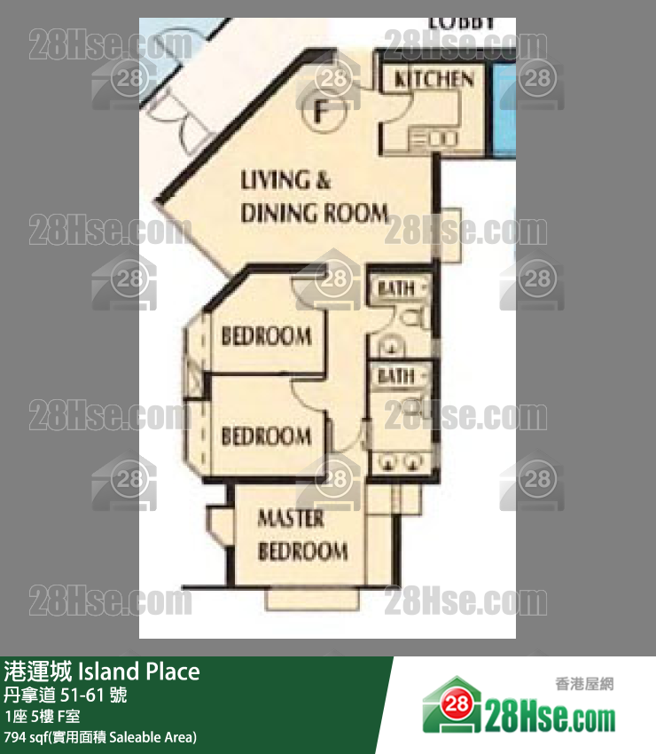 港運城 1座5樓 F室 平面圖