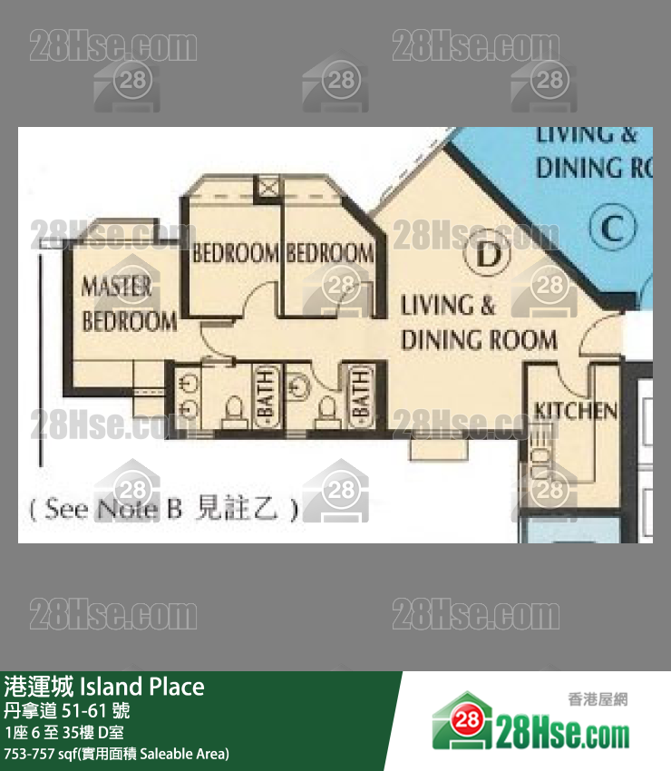 港運城 1座16樓 D室 平面圖