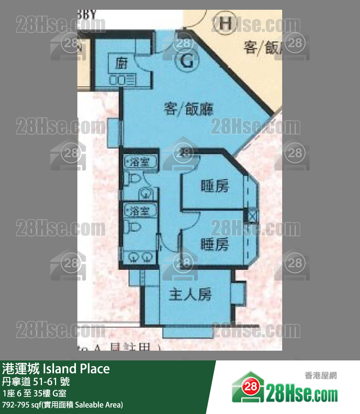 港運城 1座 10樓 G室 平面圖