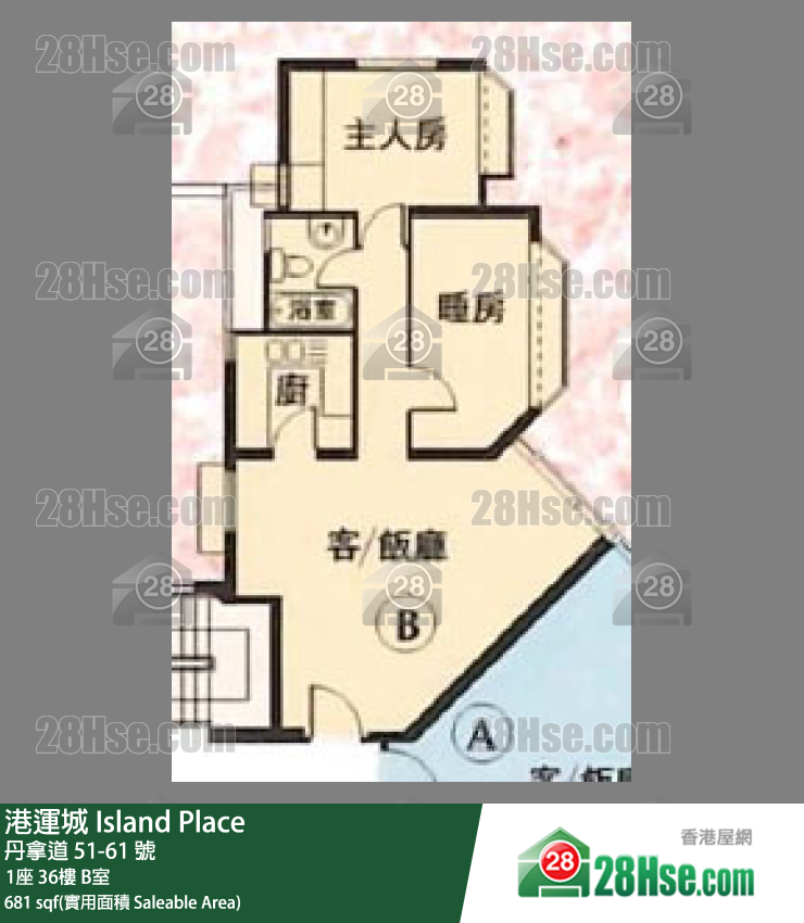 港運城 1座36樓 B室 平面圖