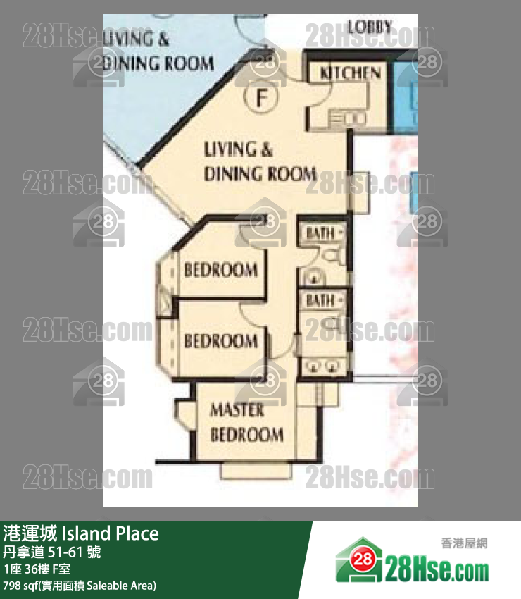 港運城 1座 36樓 F室 平面圖
