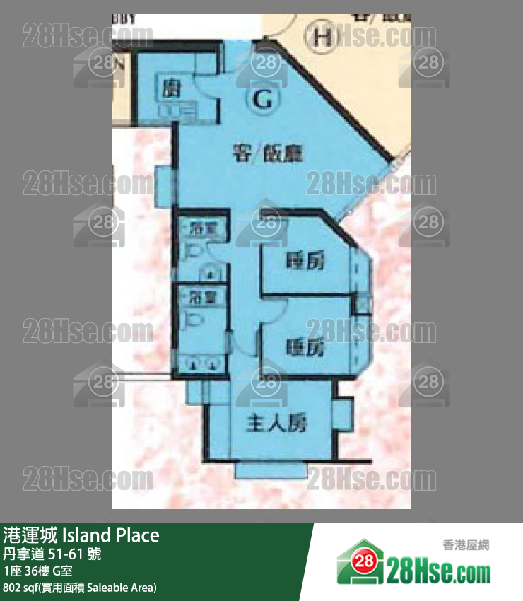 港運城 1座36樓 G室 平面圖