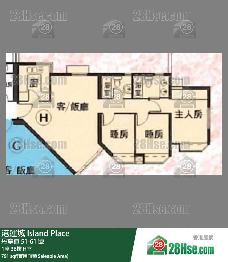 港運城 1座36樓 H室 平面圖