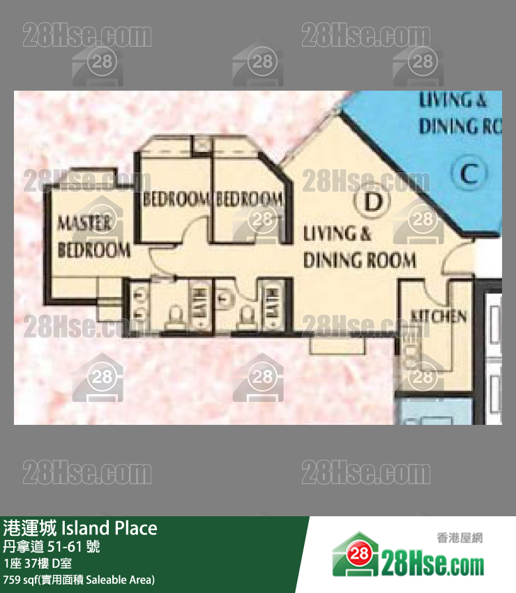 港運城 1座37樓 D室 平面圖