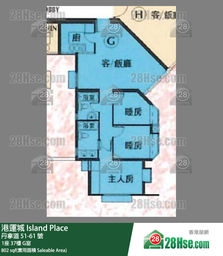港運城 1座37樓 G室 平面圖